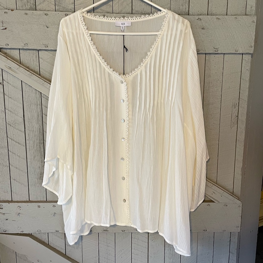 NSR V Neck Button Down Top size 3X